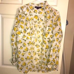 Large Lemon Printed Gloria Vanderbilt Button Up